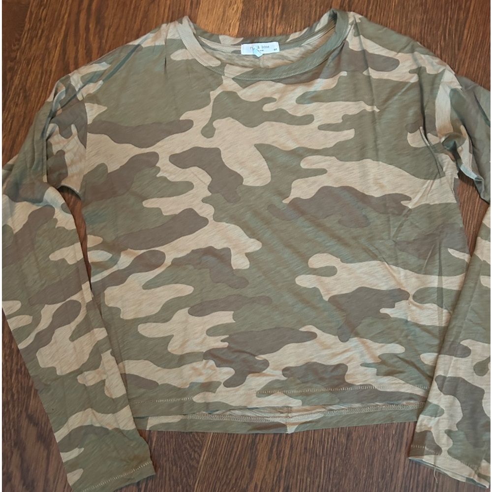 Rag & Bone cropped camo long sleeve top